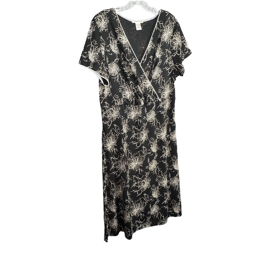 Notations Size XL Dress Scribble Floral Surplice Garden Cottage Office Versatile